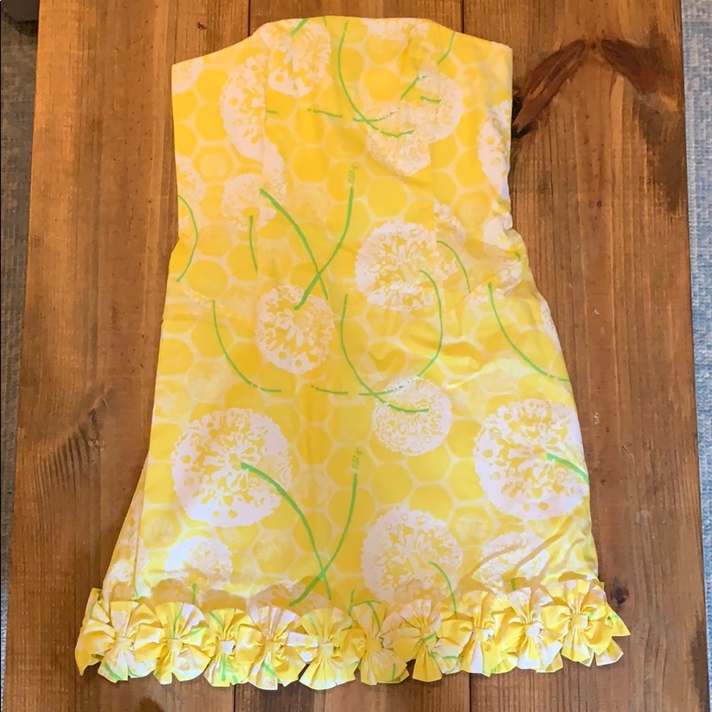 Lilly Pulitzer strapless yellow dress. 2